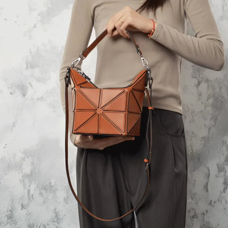 Luxury Designer Bucket Bags For Women 2025 New Geometric Patchwork Fashion Shoulder Bag High Quality Trend Exquisite Female Bags