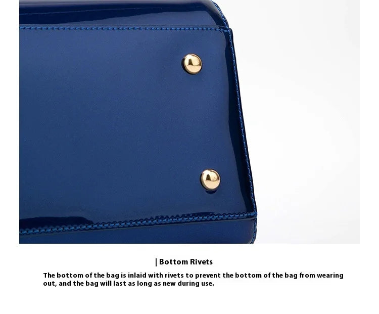 Luxury Designer Handbag Shiny Leather Boston Bag 2024 Fashion New Blue Red Black Beige Pink Bags for Women