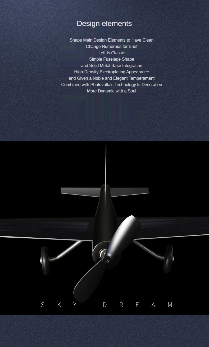 Eco Friendly Solar Aircraft Model Decoration Charming Plane Ornament for Car Enthusiasts and Home Accents