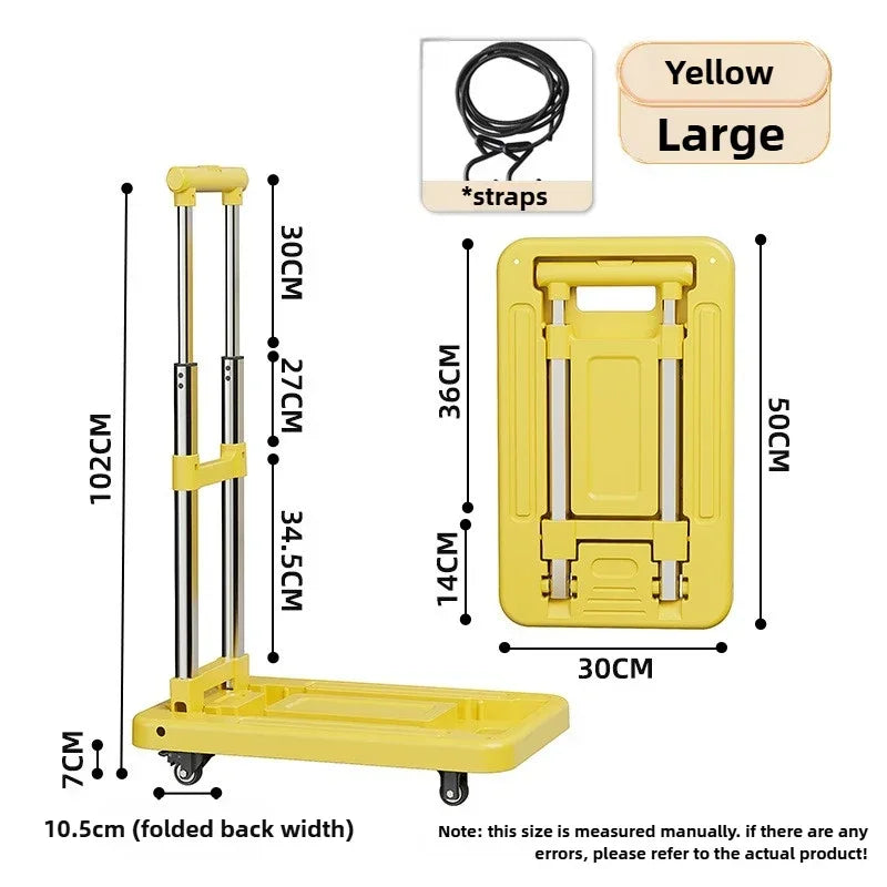 Luggage Pull Rod Pickup Small Cart Folding Household Portable Cargo Handling Trailer Shopping Grocery Cart