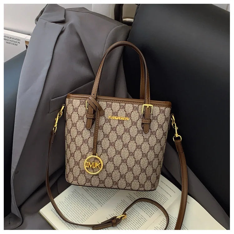 Luxury 2025 Vintage Print Bucket Bag - Premium Shoulder & Crossbody Purse with Detachable Strap, Fashion Designer Handbag