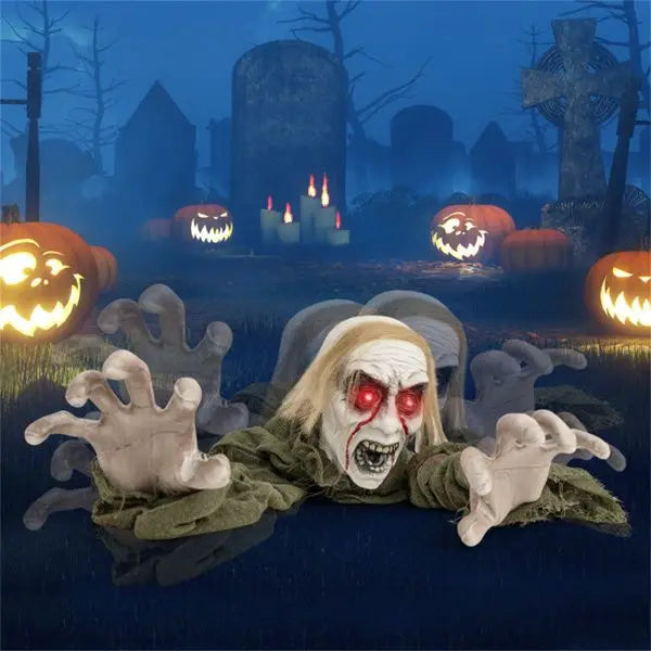 Halloween Zombie Decorations with Sparkling Eyes and Spooky Sounds Festive Lights for Halloween Decorations