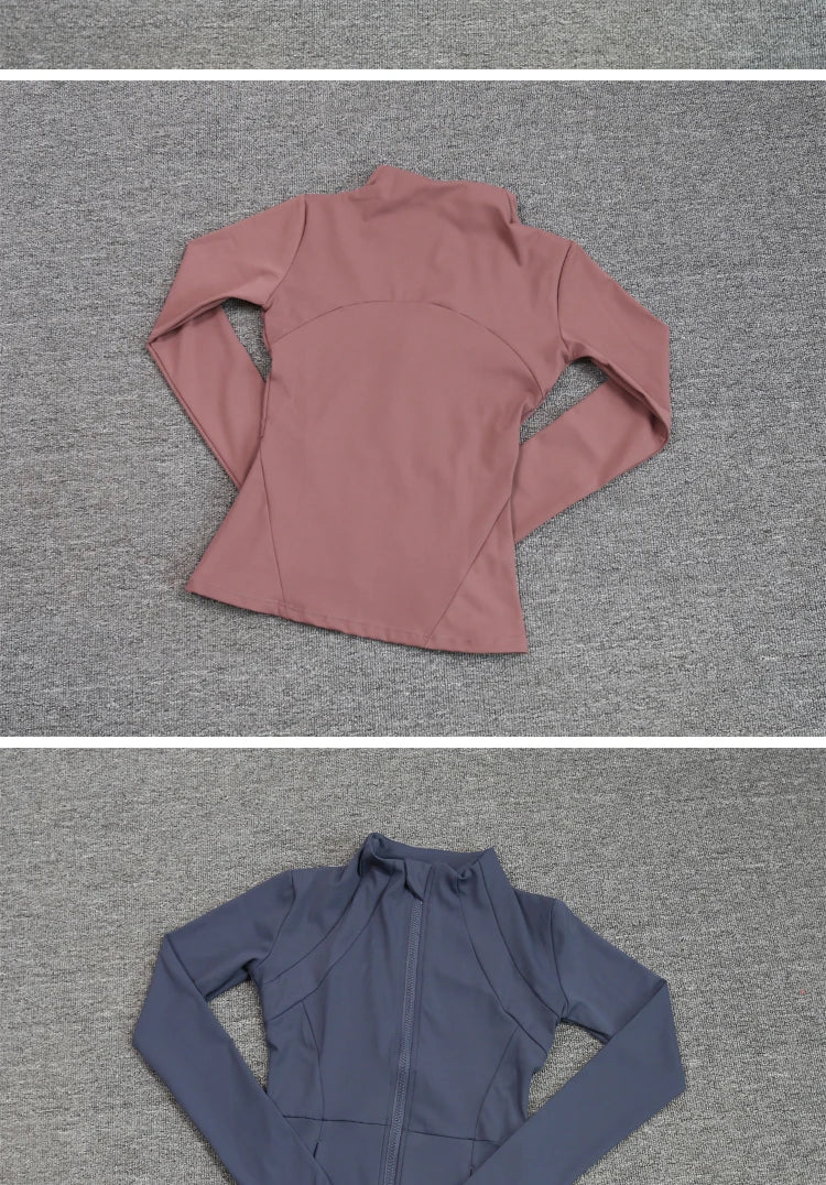 Women's Slim Fit Long Sleeve Sports Coat Yoga Shirt Breathable Fitness Top Pilates Thin Fast Running Clothing