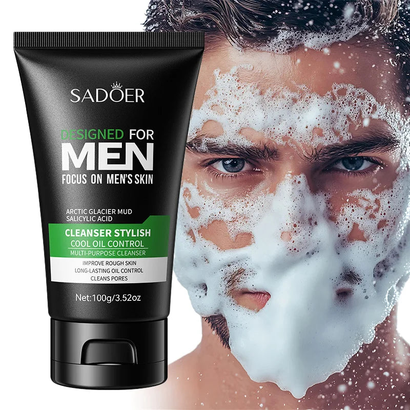 Men's Facial Cleanser Deep Clean Improve Oily Face Wash Cream Face Wash Foam Brightening Rejuvenation Face Cleanser Skin Care