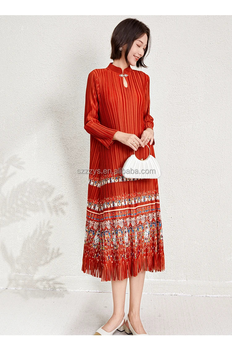 Ladies Dresses 2025 Elegant Casual Dresses Miyake Pleated Dresses