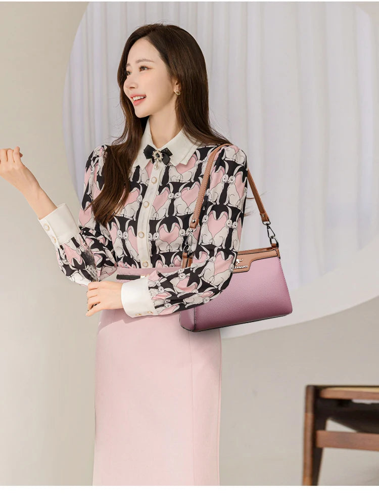 Luxury Designer Women's One Shoulder Crossbody Bag 2023 New 2 Straps Women's Handbag Wallet High Quality Leather Shoulder Bag