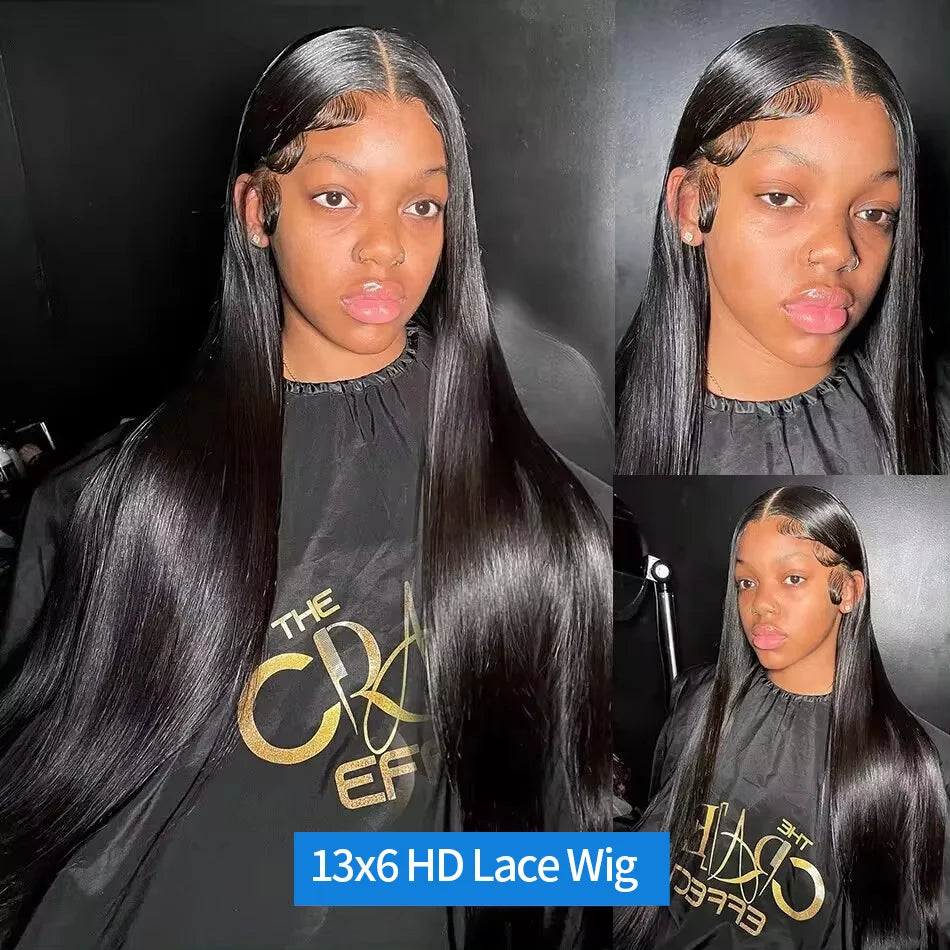 13x6 Hd Lace Frontal Wigs Black Bone Straight 40 Inch 100% Brazilian HD Straight Human Hair Wig Choice For Women Cheap On Sale