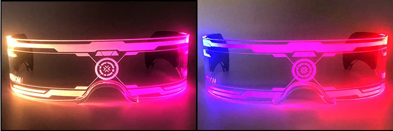 Acrylic LED Luminous Glasses Glow Party Glasses Neon Light Up Visor Eyeglasses DJ Bar Party Eyewear For Halloween Christmas