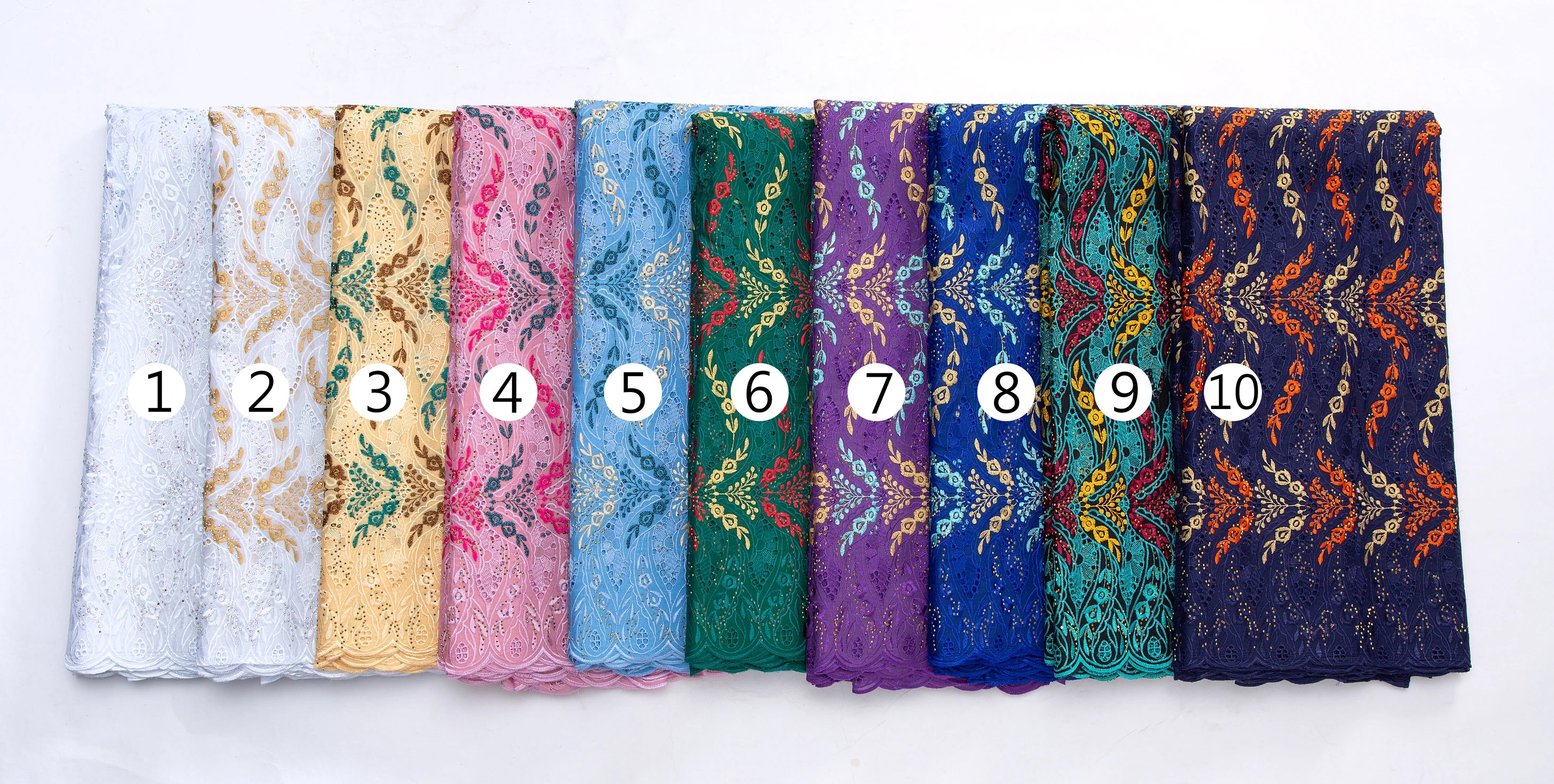 Kalume African Cotton Embroidered Lace Fabric With Stones 2025 Nigerian Swiss Voile Lace Fabric Flower For Sewing Dress F4325