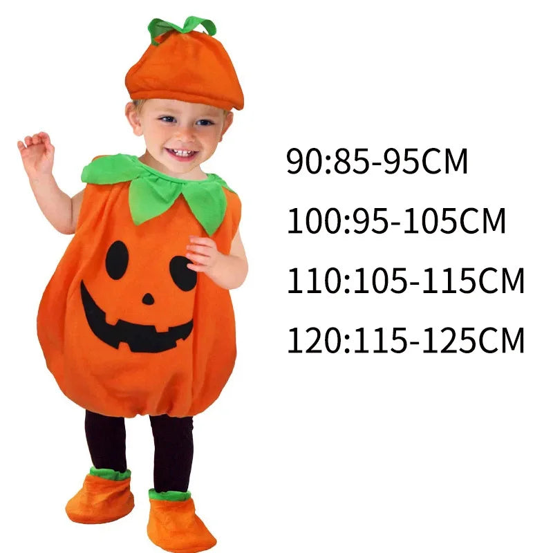 Halloween Costume for Kids Cute Pumpkin Jumpsuit with Hat and Shoe Cover Cotton Filled  Cosplay Performance Wear for Children's