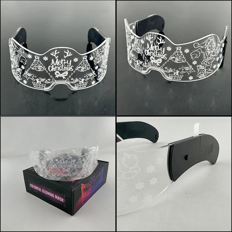 Acrylic LED Luminous Glasses Glow Party Glasses Neon Light Up Visor Eyeglasses DJ Bar Party Eyewear For Halloween Christmas