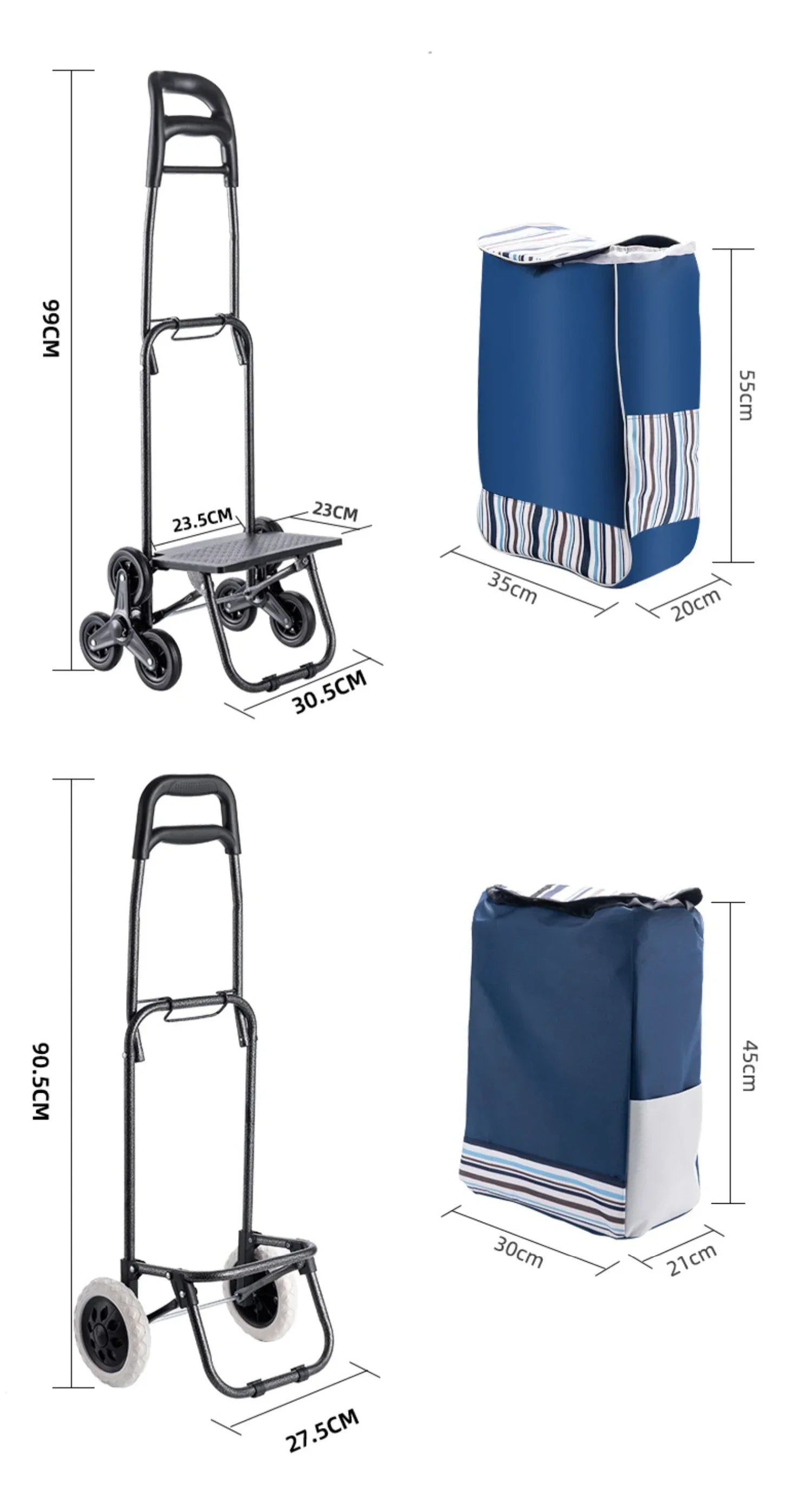 Light Grocery Shopping Trolley Climbing Stairs Folding Trailer Household Outdoor Travel Hand Pull Shopping Cart