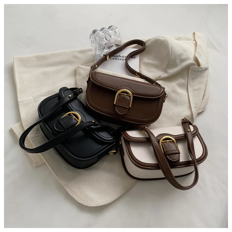 Luxury Square Bag for Women - French Stylish Top Handle Shoulder Purse, Elegant Minimalist Crossbody Handbag