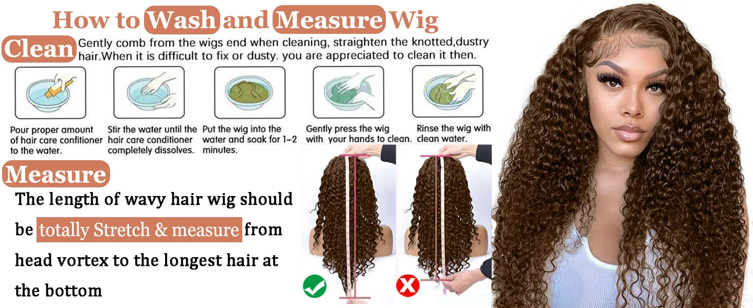 13x5 Chocolate Brown 13x6 HD Deep Wave Lace Frontal Wig 30 40 42 Inch 200% Wet And Wavy Colored Curly Lace Front Human Hair Wigs