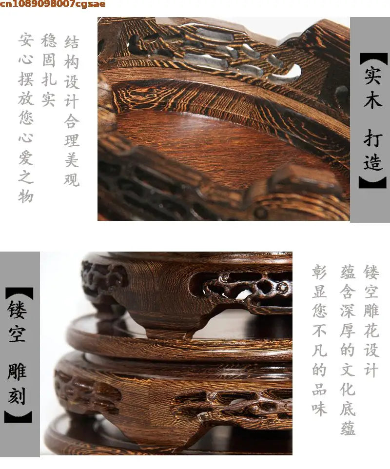 Eco-friendly Wooden Plant Stand Exquisite Carved Bonsai Holder Vase Flower Pot Sorting Table Shelf Home Decoration Wood Pedestal