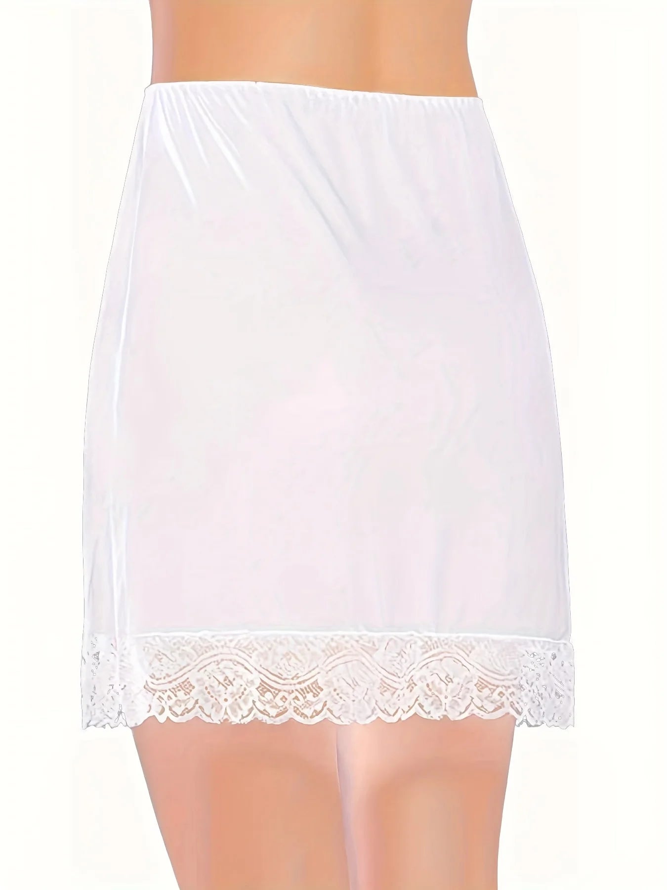 Ladies' lace mid skirt, inner lining skirt with anti glare splicing, single-sided split half body lining skirt