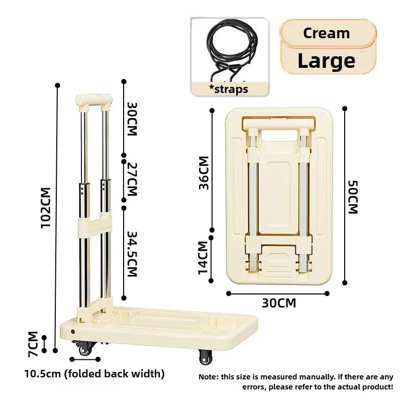 Luggage Pull Rod Pickup Small Cart Folding Household Portable Cargo Handling Trailer Shopping Grocery Cart