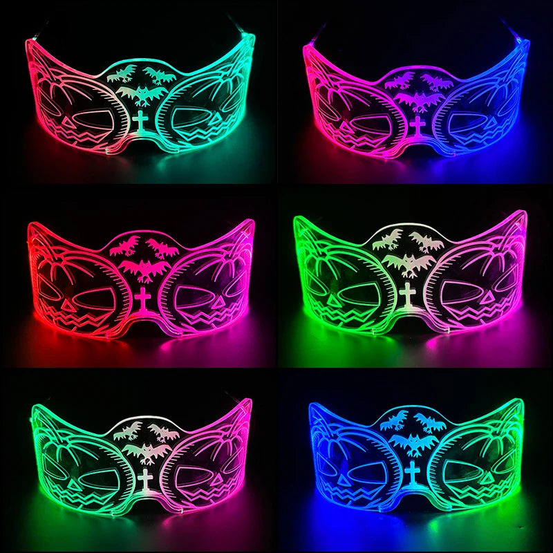 Acrylic LED Luminous Glasses Glow Party Glasses Neon Light Up Visor Eyeglasses DJ Bar Party Eyewear For Halloween Christmas