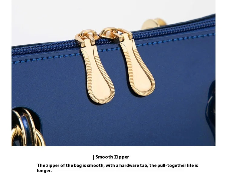 Luxury Designer Handbag Shiny Leather Boston Bag 2024 Fashion New Blue Red Black Beige Pink Bags for Women