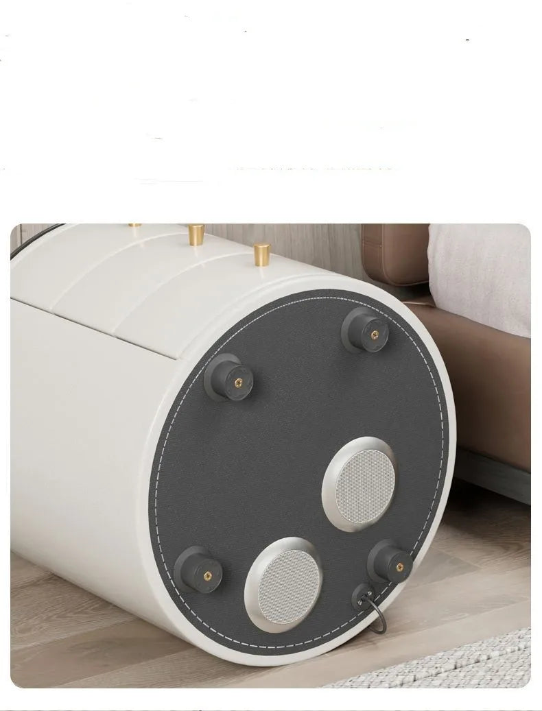 Round Modern Smart Bed Head Cabinet Wireless Charging Bluetooth Audio Multifunctional Beside Table