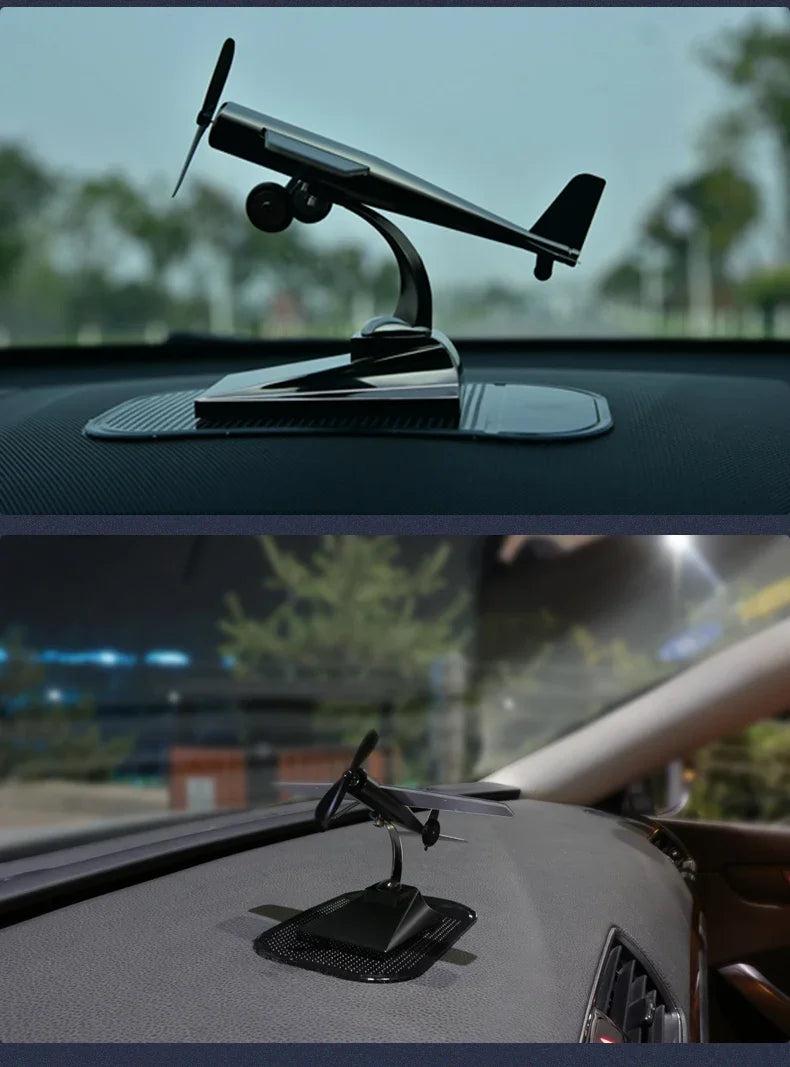 Eco Friendly Solar Aircraft Model Decoration Charming Plane Ornament for Car Enthusiasts and Home Accents
