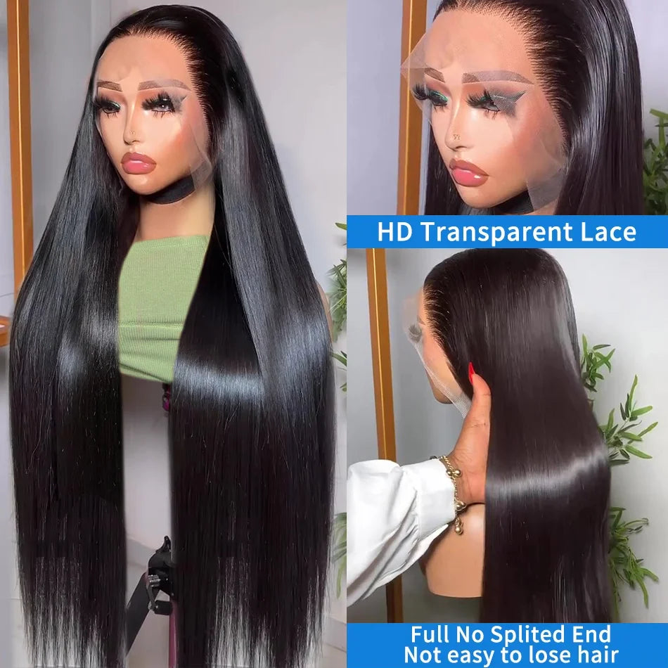 13x6 Hd Lace Frontal Wigs Black Bone Straight 40 Inch 100% Brazilian HD Straight Human Hair Wig Choice For Women Cheap On Sale