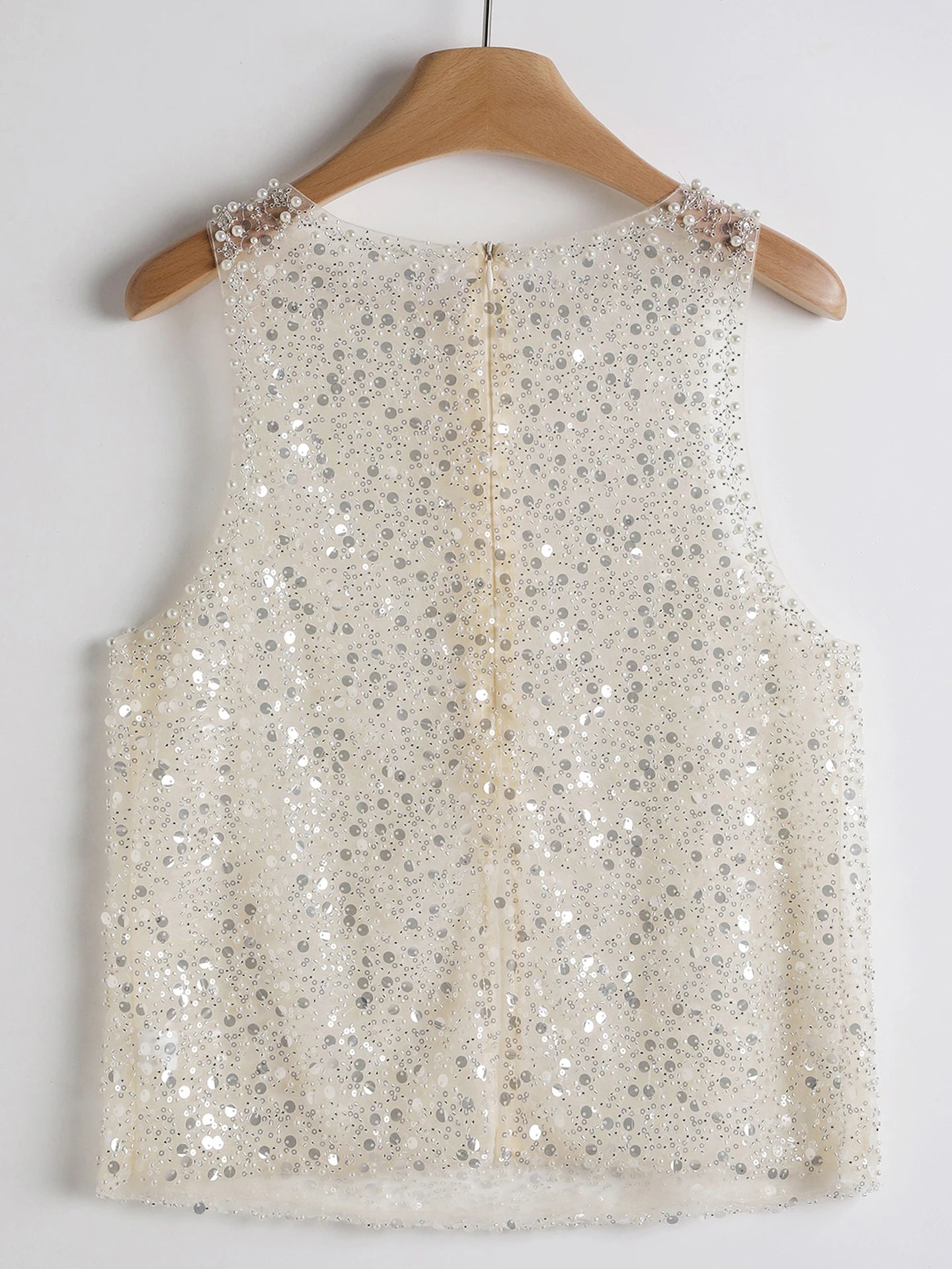 Ladies' Elegant Party Top - Shiny Glitter Sleeveless Shirt, Daily Wear - Easy to Care for Hand Washed Evening Dress, Summer Fash