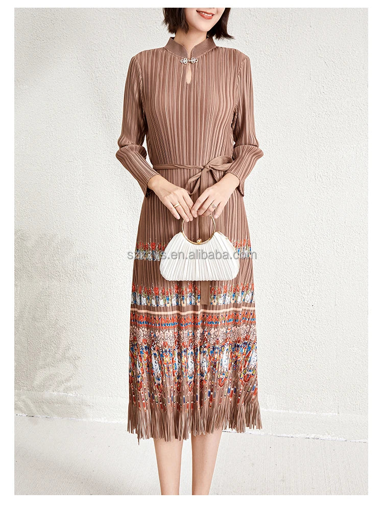 Ladies Dresses 2025 Elegant Casual Dresses Miyake Pleated Dresses