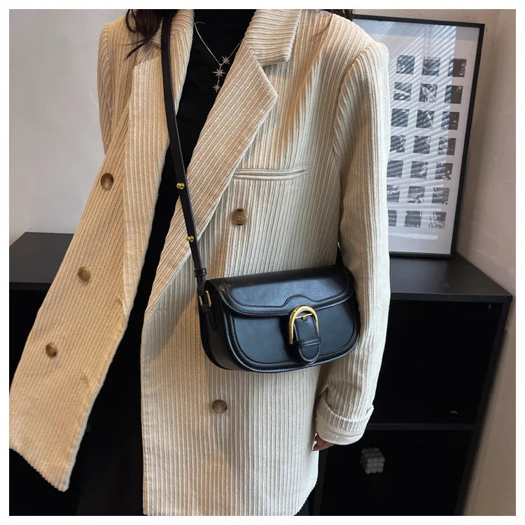 Luxury Square Bag for Women - French Stylish Top Handle Shoulder Purse, Elegant Minimalist Crossbody Handbag