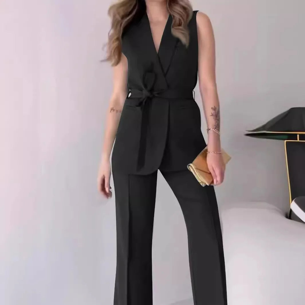 Fashion Two Piece Sets Womens Outifits Casual Temperament  Sleeveless Suit and Pant Women's Clothing