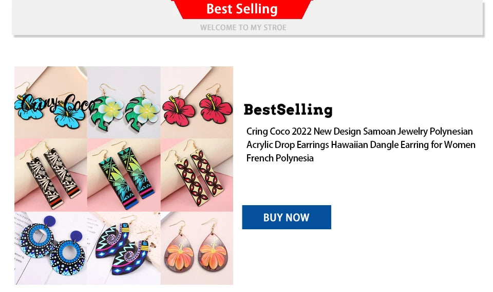 Hawaiian Acrylic Australia Designer Earrings Earring Accessories African Polynesian Jewelry Earring Women's Earrings for Women