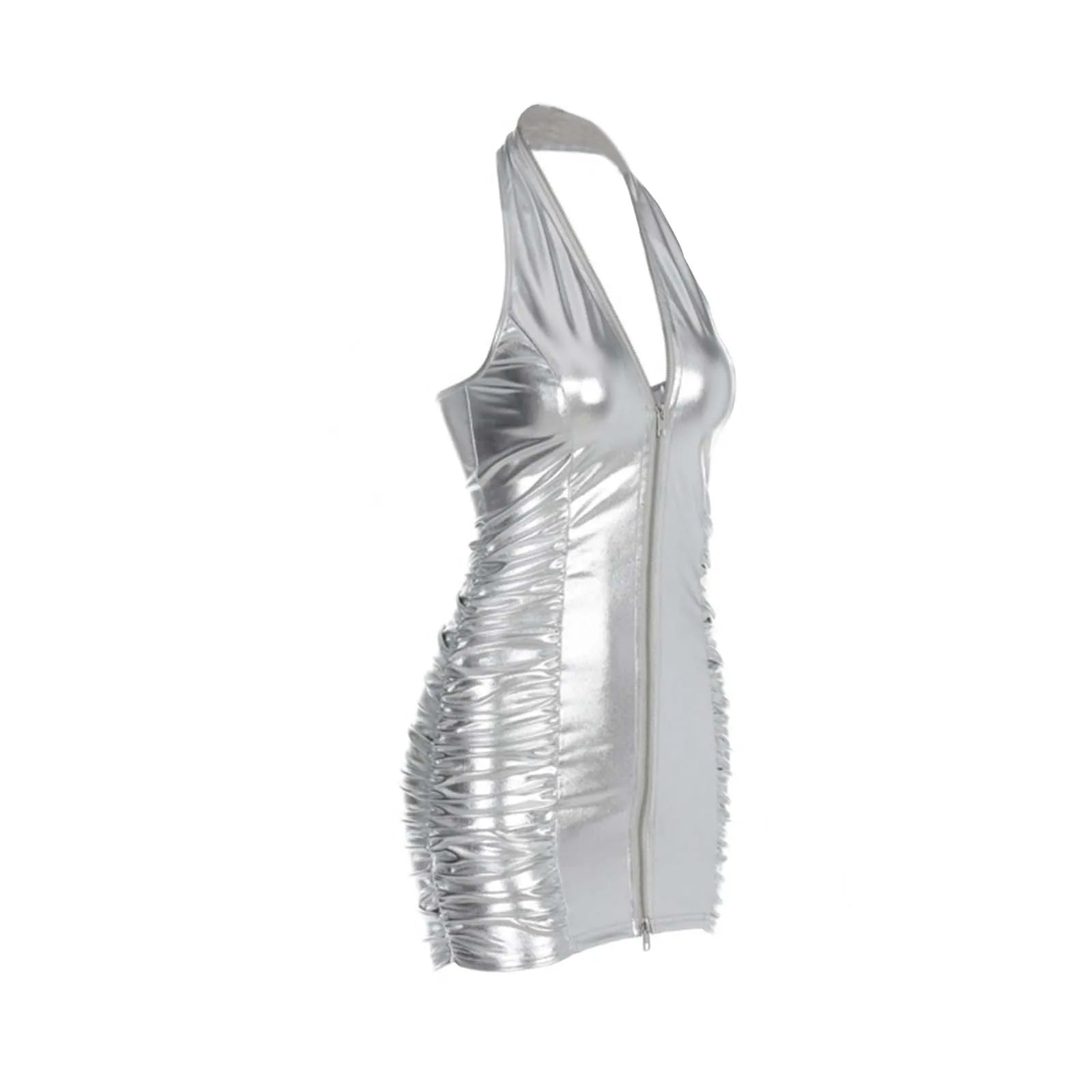 Women's Solid Color Dress Pleated Sexy Halter Zippered Slim Fit Wrap Buttock Dresses Work Women Sexy & Club Party Sundress