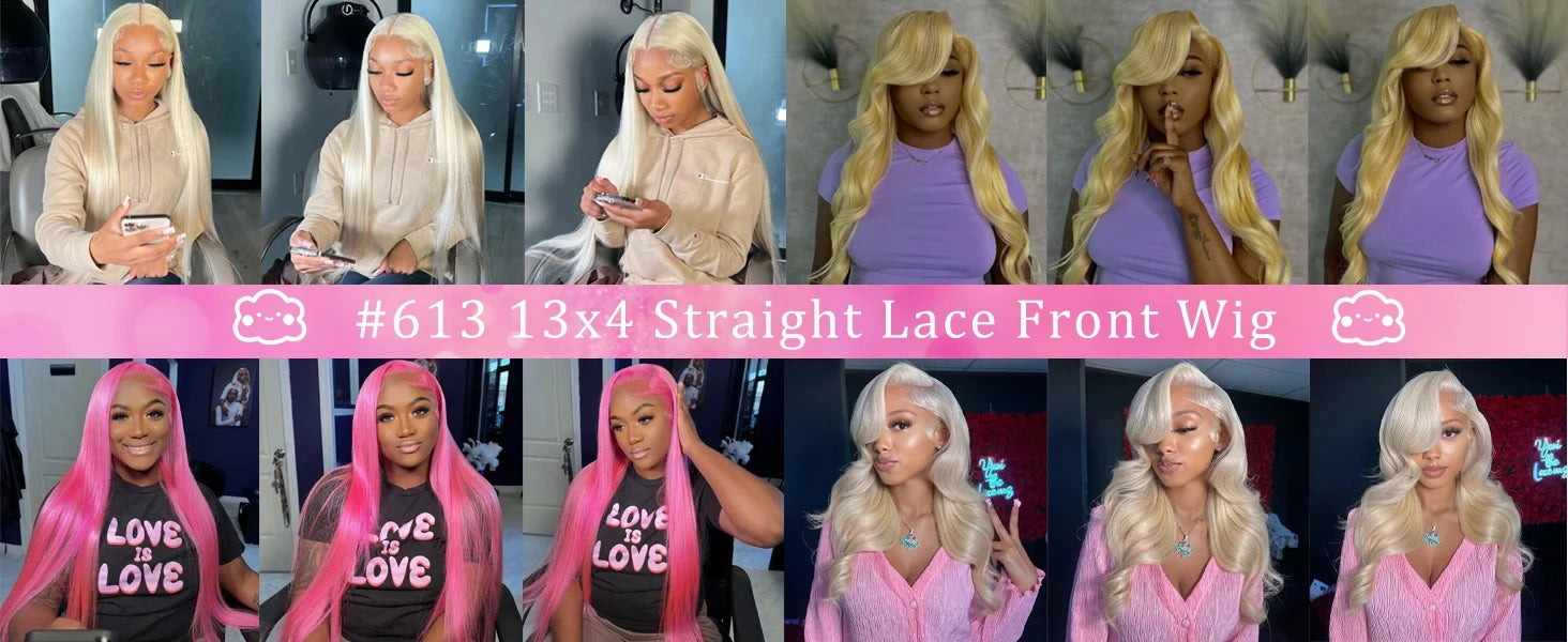 HD Transparent 613 Blonde Straight 13x5 13x6 Lace Front Human Hair Wigs For Women Colored Lace Frontal Wig PrePlucked Brazilian