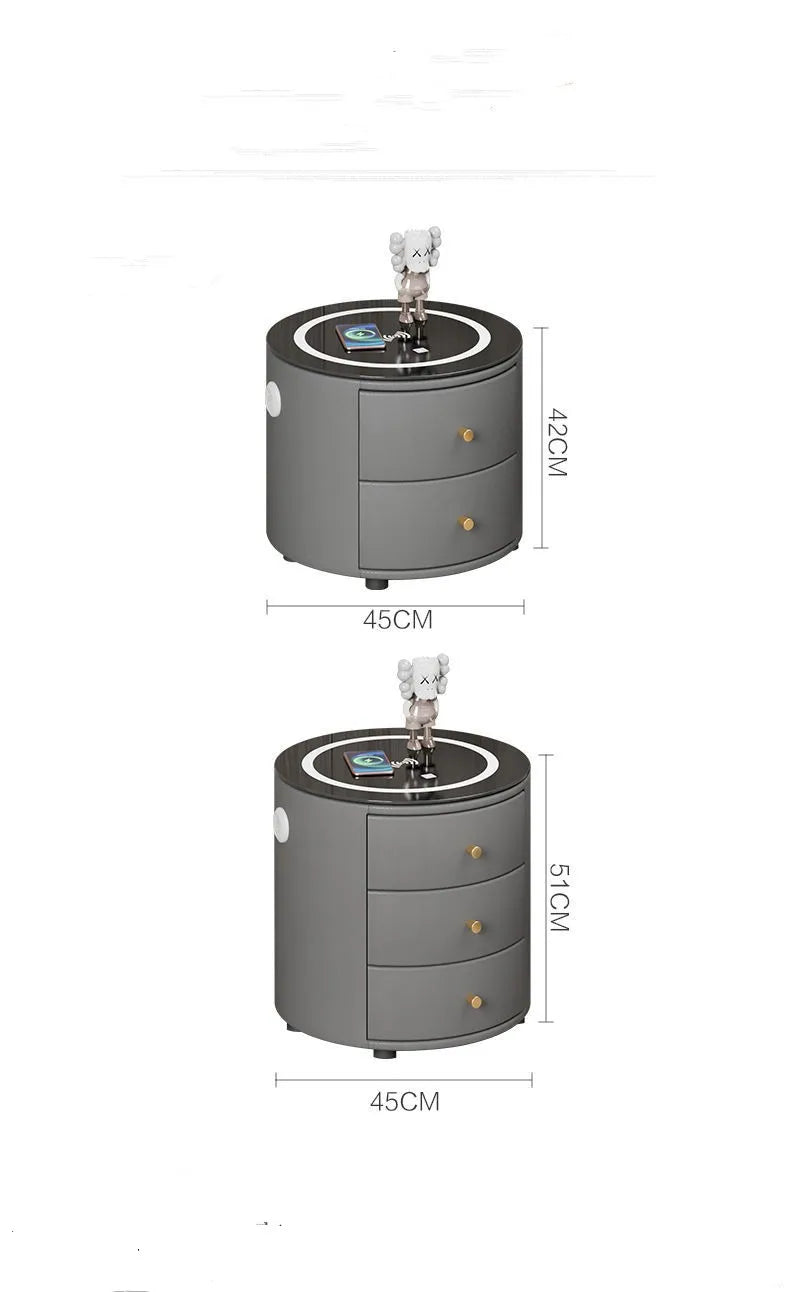 Round Modern Smart Bed Head Cabinet Wireless Charging Bluetooth Audio Multifunctional Beside Table