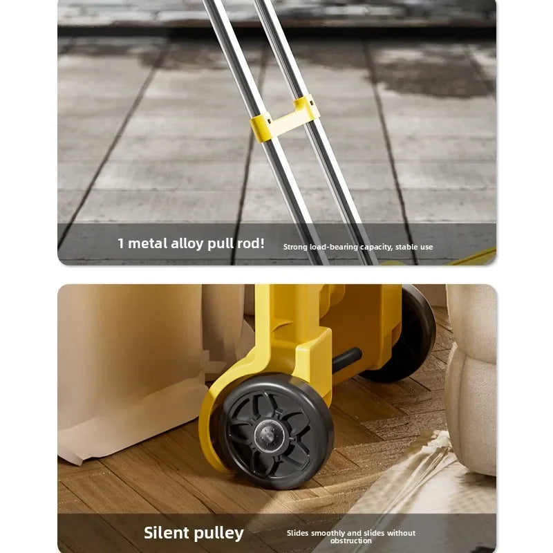 Luggage Pull Rod Pickup Small Cart Folding Household Portable Cargo Handling Trailer Shopping Grocery Cart