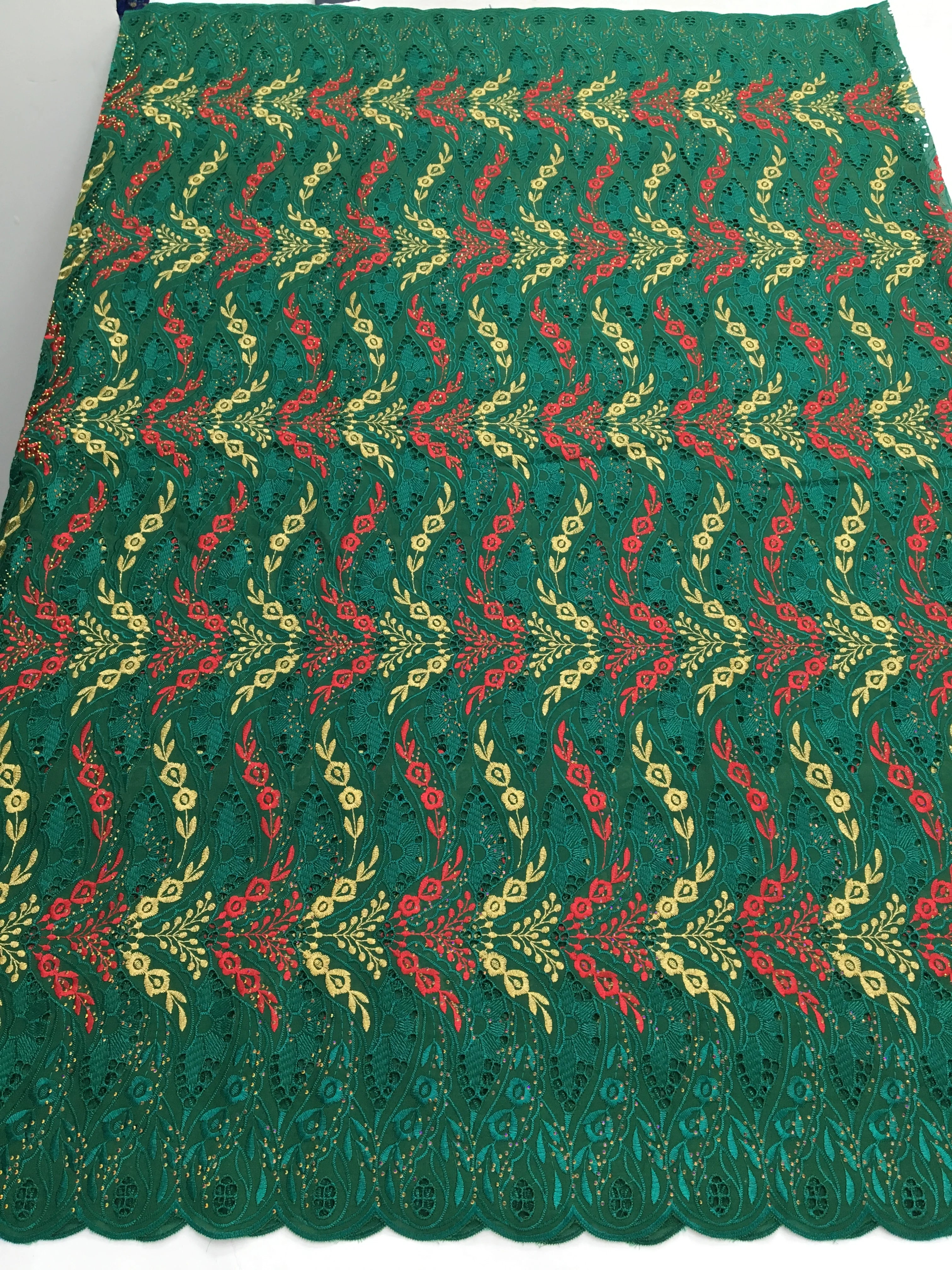 Kalume African Cotton Embroidered Lace Fabric With Stones 2025 Nigerian Swiss Voile Lace Fabric Flower For Sewing Dress F4325