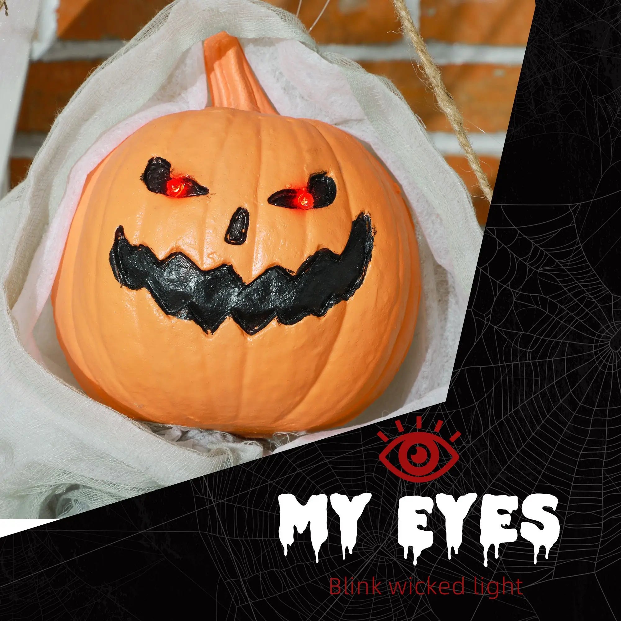 3.9' Outdoor Halloween Hanging Pumpkin Ghost Sound Activated Creepy Howling Light up Eyes Party Decorations