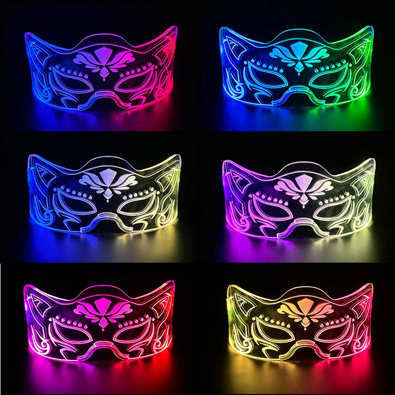 Acrylic LED Luminous Glasses Glow Party Glasses Neon Light Up Visor Eyeglasses DJ Bar Party Eyewear For Halloween Christmas