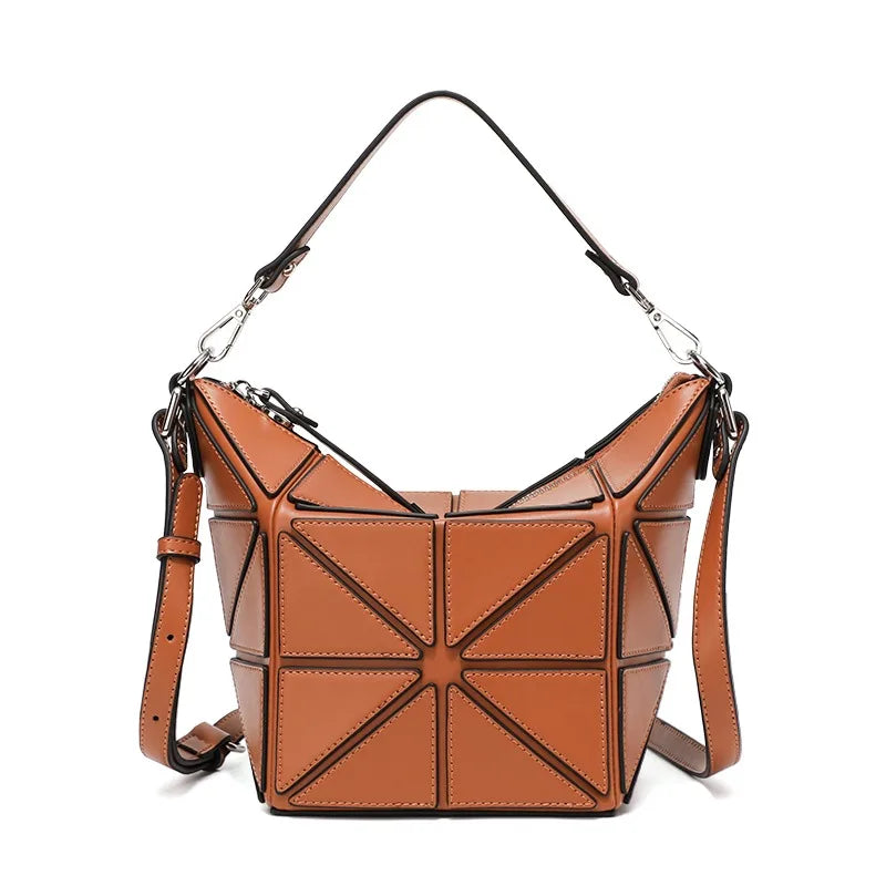 Luxury Designer Bucket Bags For Women 2025 New Geometric Patchwork Fashion Shoulder Bag High Quality Trend Exquisite Female Bags