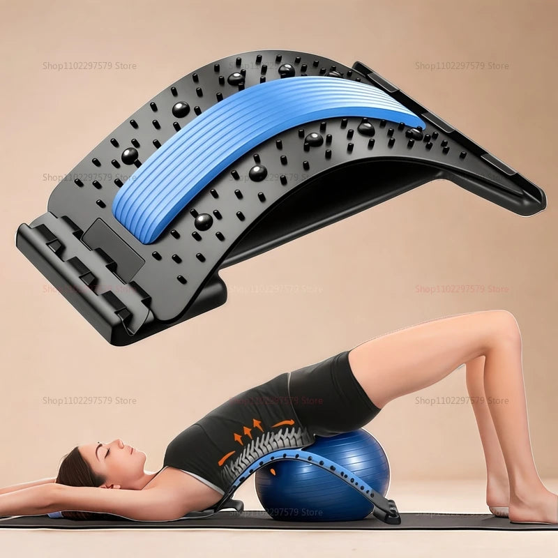 Lumbar Back Stretcher Multi-Level Adjustable Massager Waist Neck Fitness Lumbar Cervical Spine Cervical Spine Support Massager