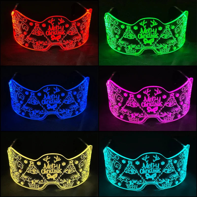 Acrylic LED Luminous Glasses Glow Party Glasses Neon Light Up Visor Eyeglasses DJ Bar Party Eyewear For Halloween Christmas