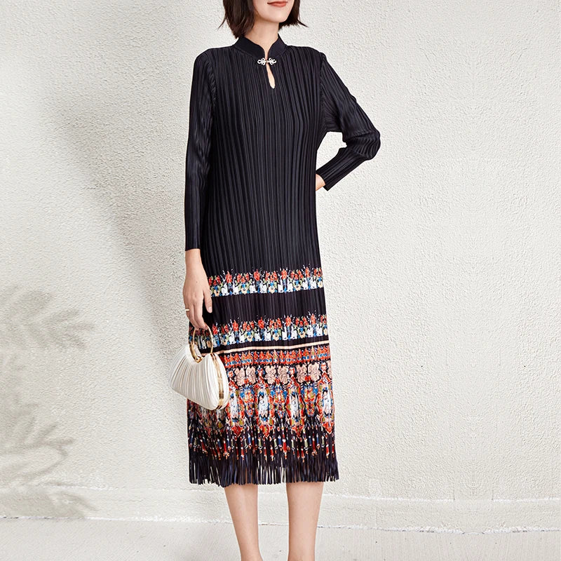 Ladies Dresses 2025 Elegant Casual Dresses Miyake Pleated Dresses