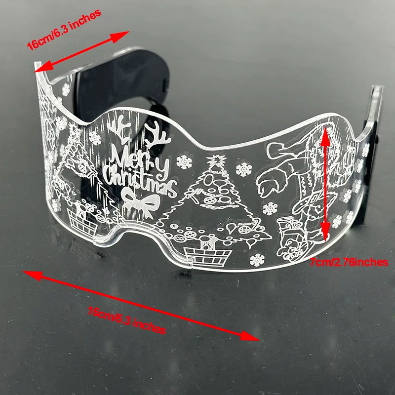 Acrylic LED Luminous Glasses Glow Party Glasses Neon Light Up Visor Eyeglasses DJ Bar Party Eyewear For Halloween Christmas