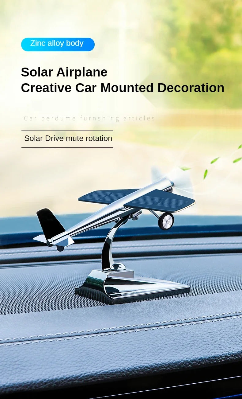 Eco Friendly Solar Aircraft Model Decoration Charming Plane Ornament for Car Enthusiasts and Home Accents