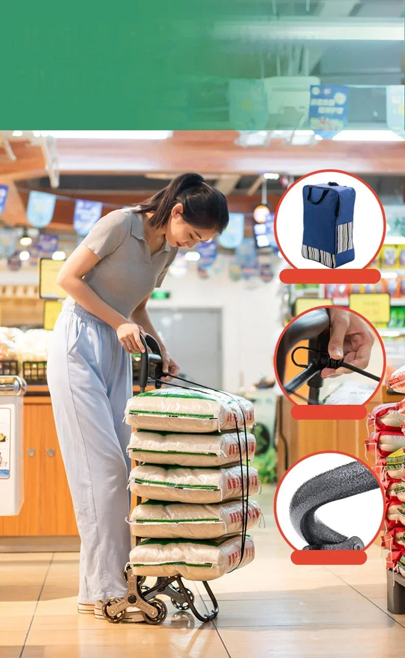 Light Grocery Shopping Trolley Climbing Stairs Folding Trailer Household Outdoor Travel Hand Pull Shopping Cart