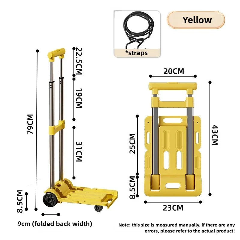 Luggage Pull Rod Pickup Small Cart Folding Household Portable Cargo Handling Trailer Shopping Grocery Cart