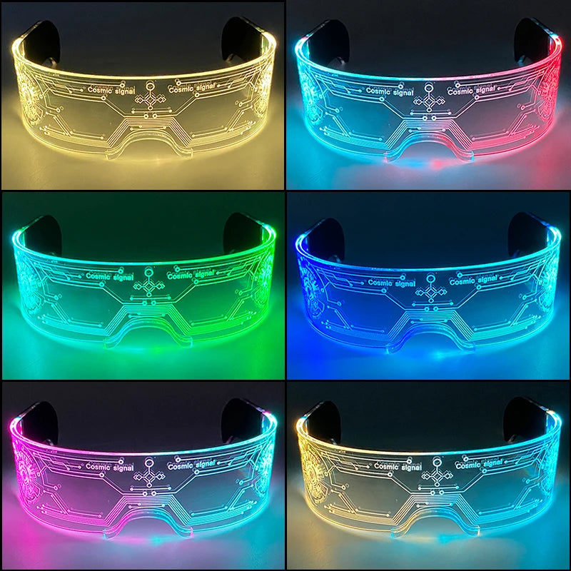 Acrylic LED Luminous Glasses Glow Party Glasses Neon Light Up Visor Eyeglasses DJ Bar Party Eyewear For Halloween Christmas