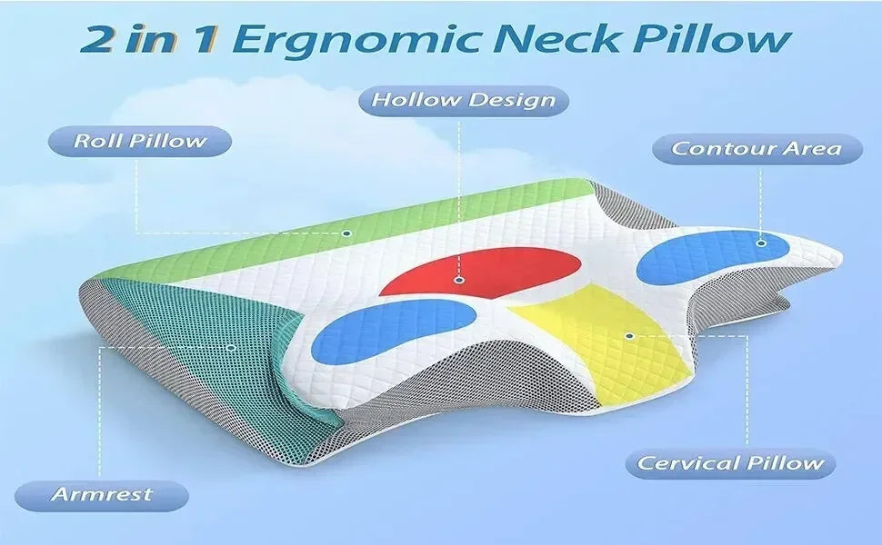 Sleep Memory Neck Pillow Butterfly Slow Rebound Comfortable Memory Foam Sleep Pillow Cervical Orthopedic Neck Massage Bed Pillow