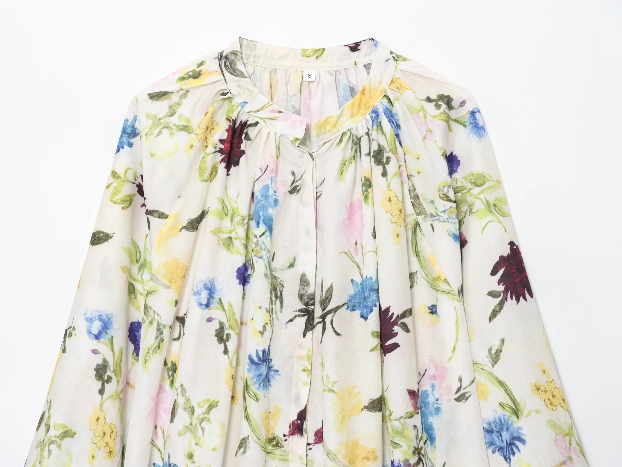 Ladies Printed Shirt New Women's Fashion Printed Long Standing Collar Casual Loose Round Neck Regular Fit Shirt