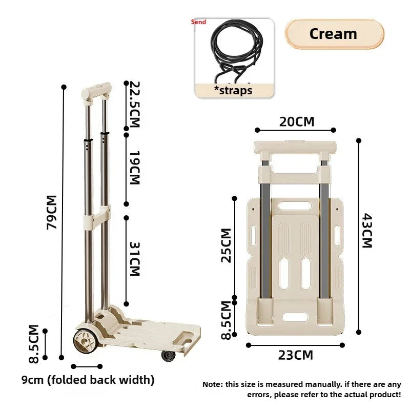 Luggage Pull Rod Pickup Small Cart Folding Household Portable Cargo Handling Trailer Shopping Grocery Cart
